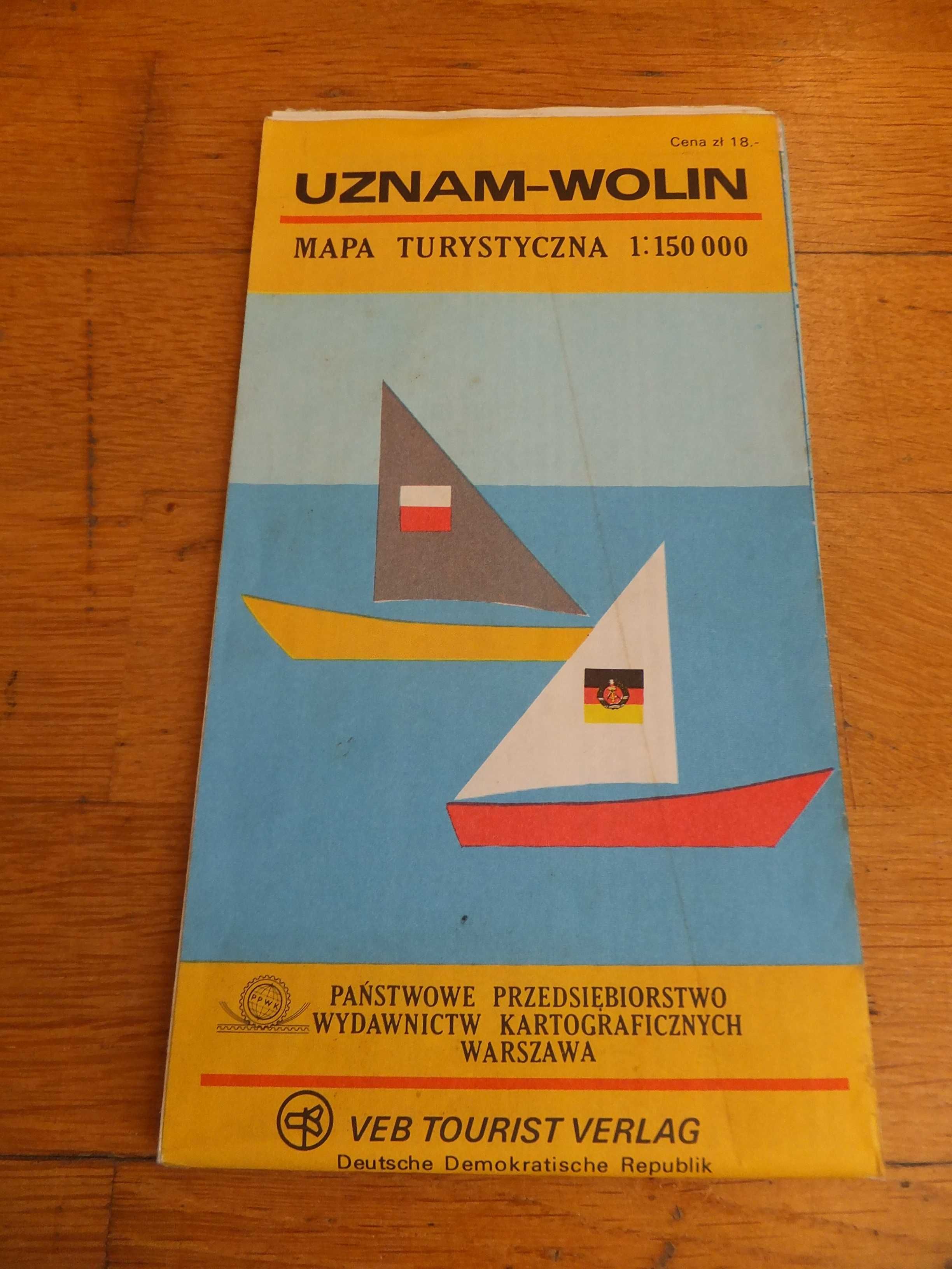Mapa turystyczna wyspy Uznam - Wolin retro podróże polski niemiecki