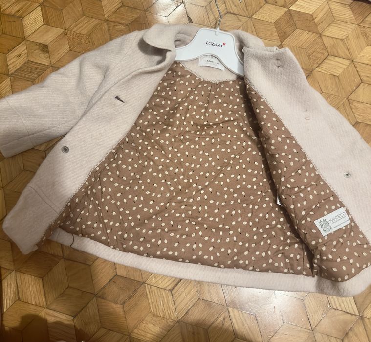 Beżowy wełniany Płaszczyk Zara 98