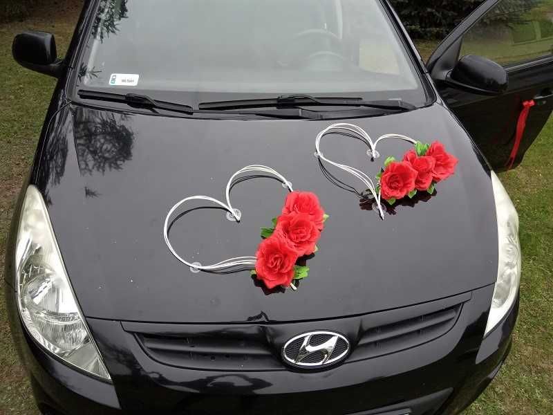 DS210 Dekoracja ślubna na samochód - dwa serca z czerwonymi różami