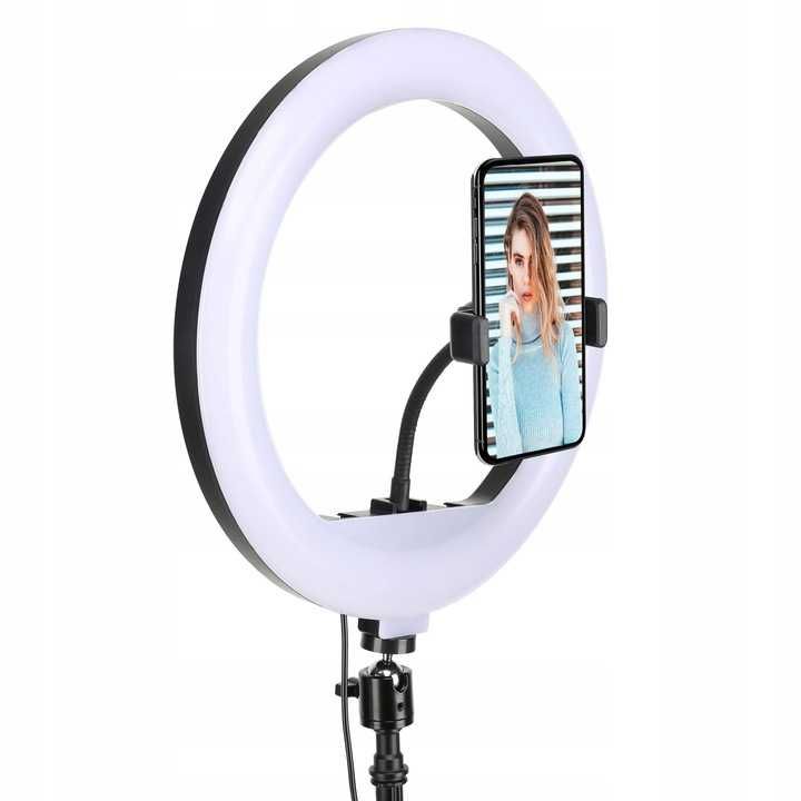 LAMPA PIERŚCIENIOWA led ring z uchwytem na telefon 26cm 40W 3 kolory