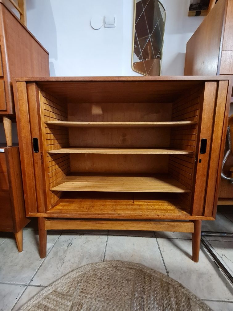Komoda tekowa,roletowa,duński design,Dania lata 60,mid-century,vintage