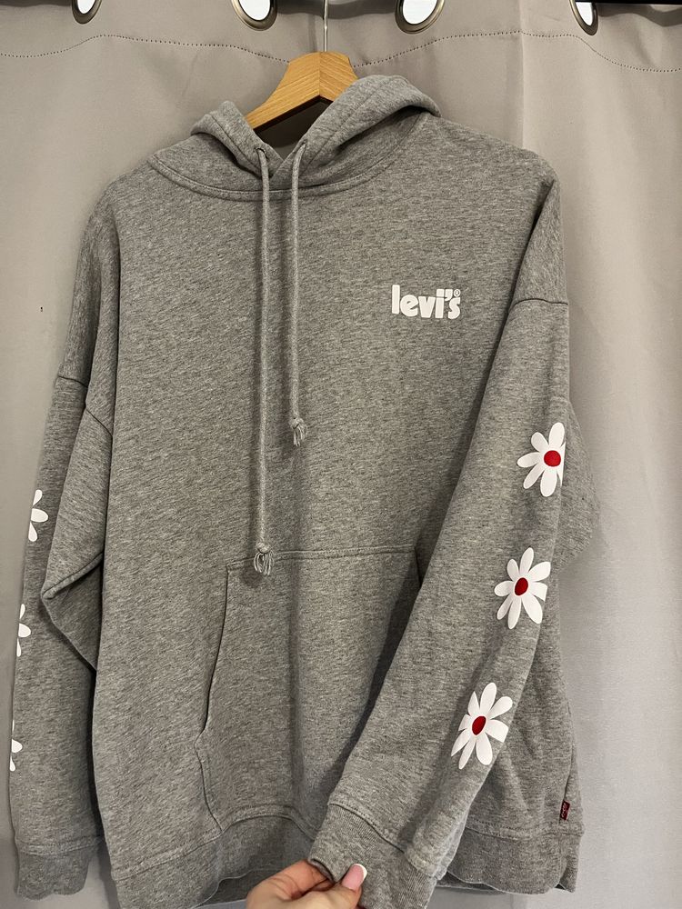 bluza na długi rękaw szara hoodie levis S 36