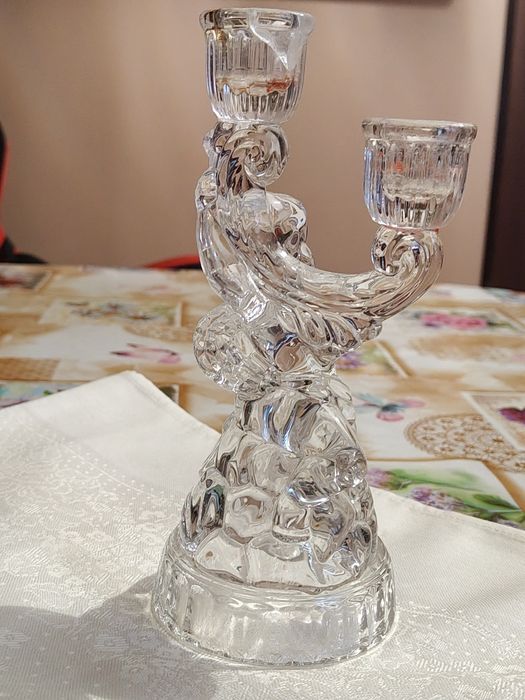 Świecznik szklany Art-deco