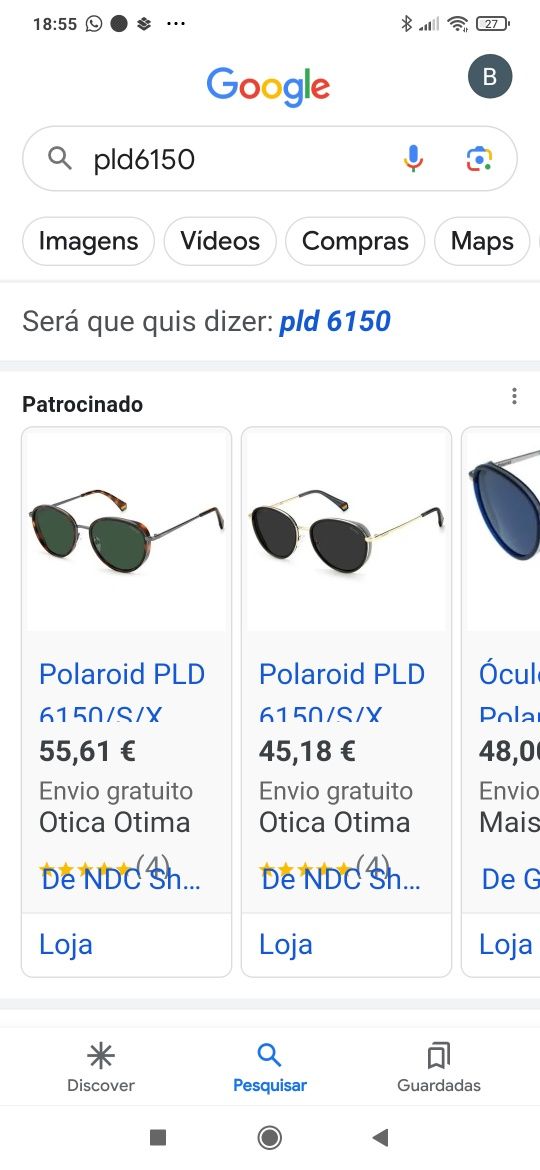 Óculos de sol Polaroid 6150 novos