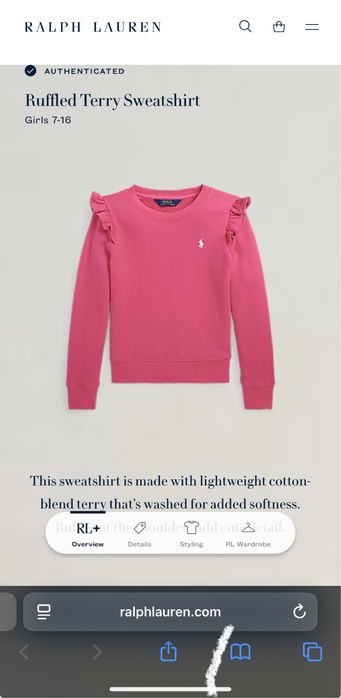 Рожевиф світшот Ralph Lauren Дитячий розмір 12-14 р ідеально на XS-S