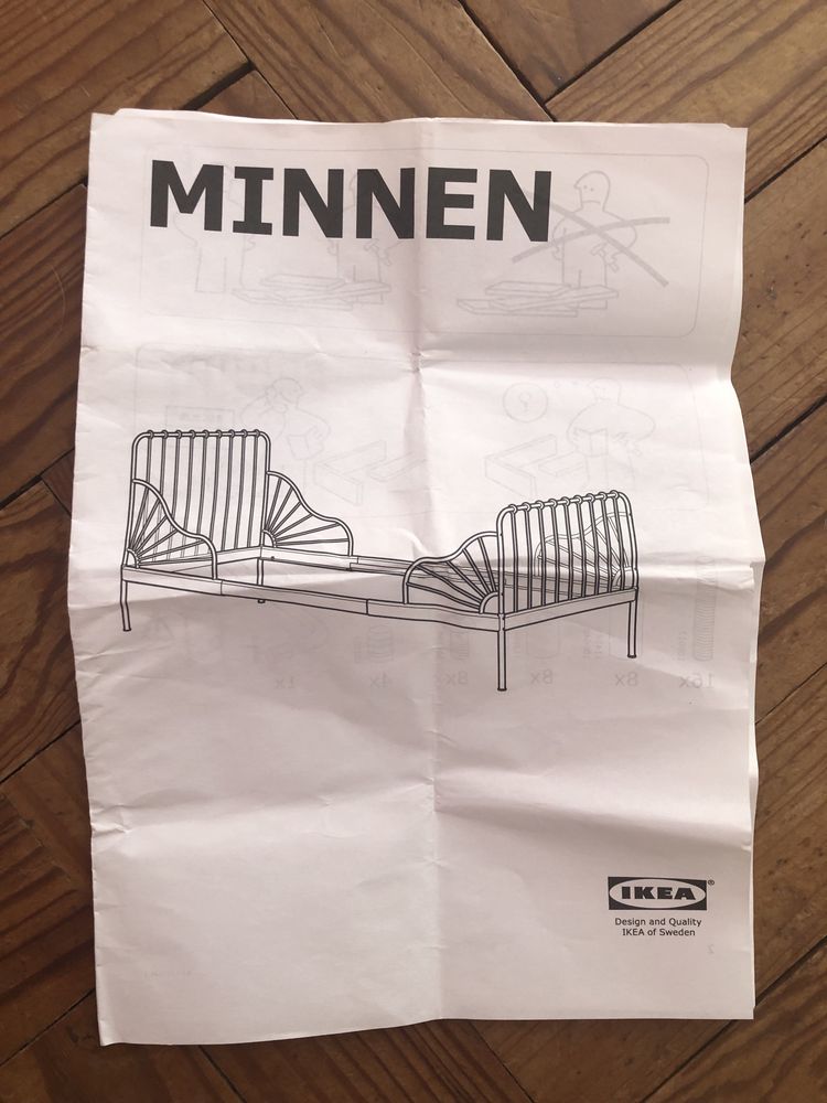Cama MINNEN do Ikea com estrado ripas e colchão
