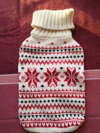 Sweterek na termofor, zimowy wzór