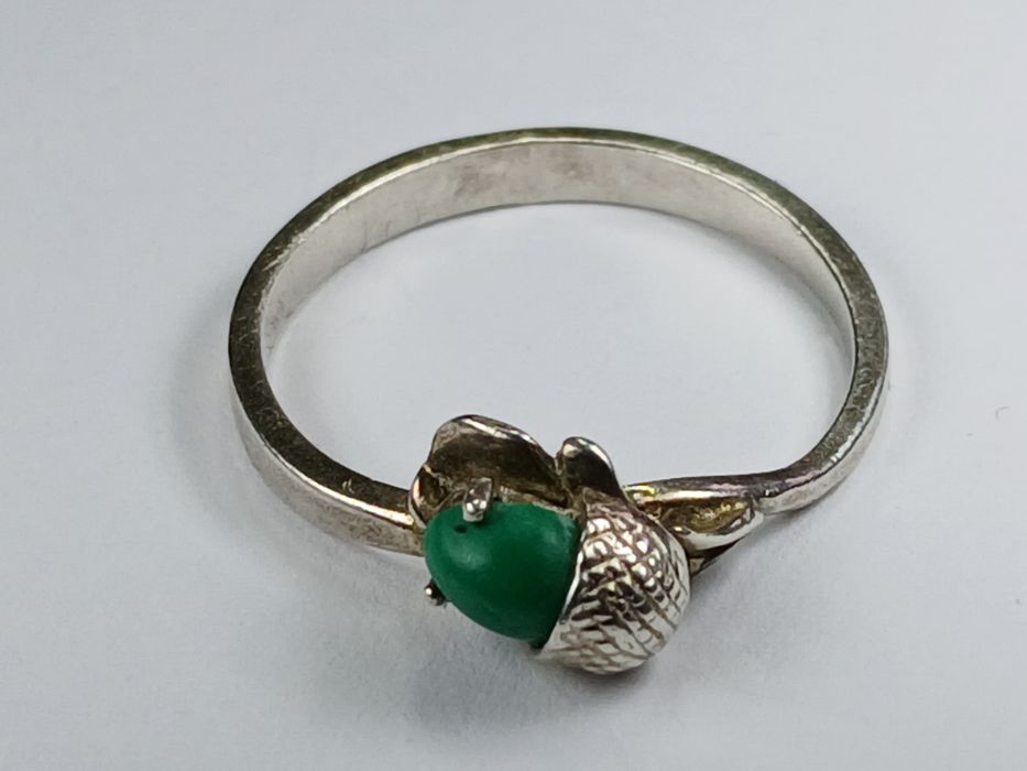 Srebrny pierścionek Warmet agat żołądz