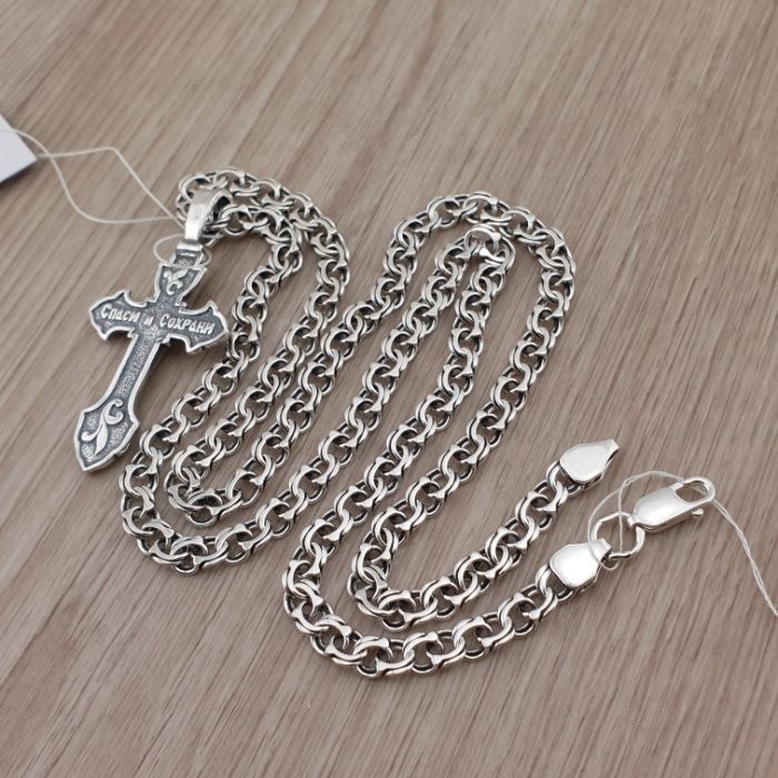 Серебряная цепочка и крестик - комплект Ланцюг хрестик срібло 925
