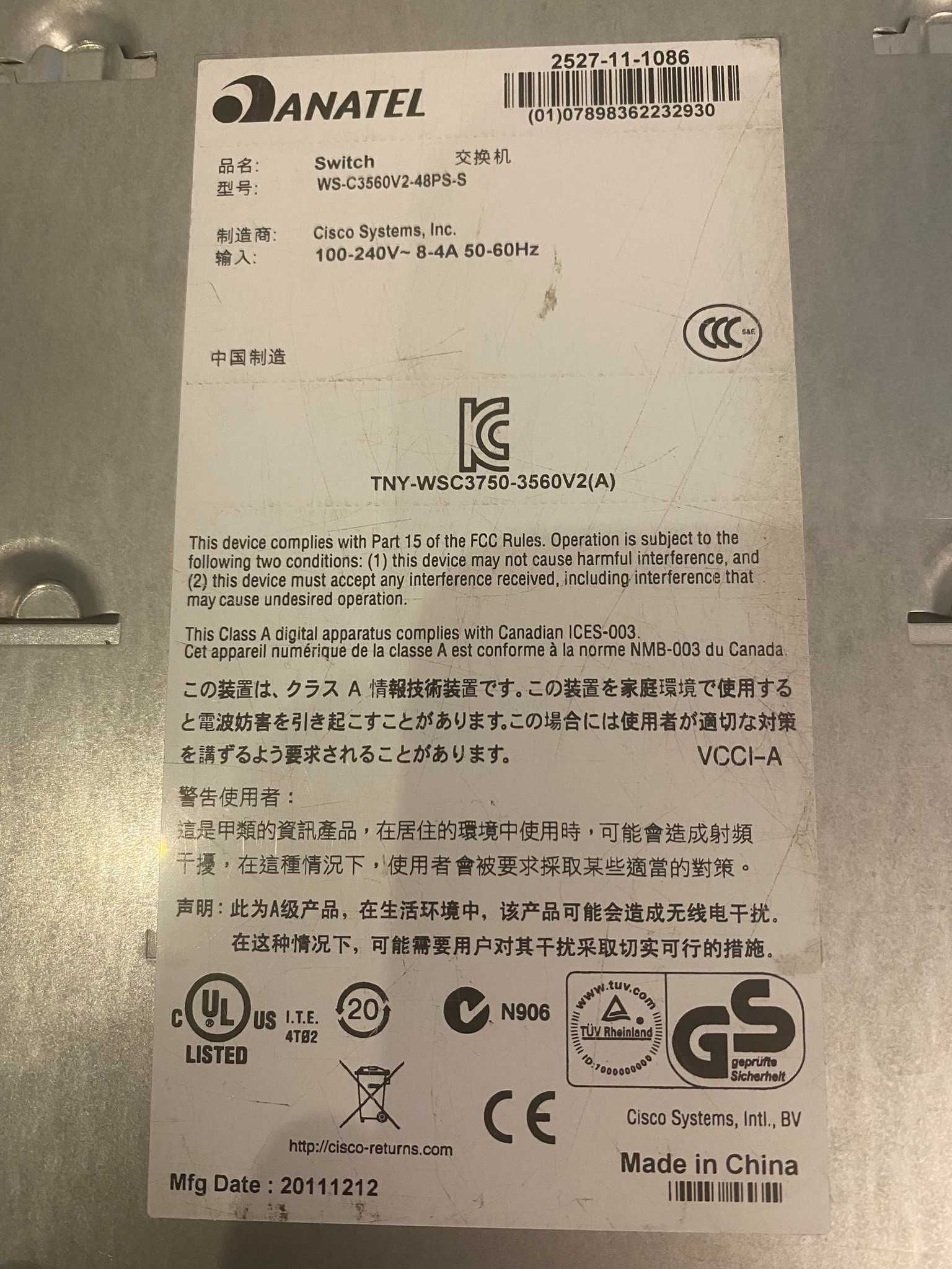 Комутатори Cisco Catalyst 3560 v2 Series PoE‑48