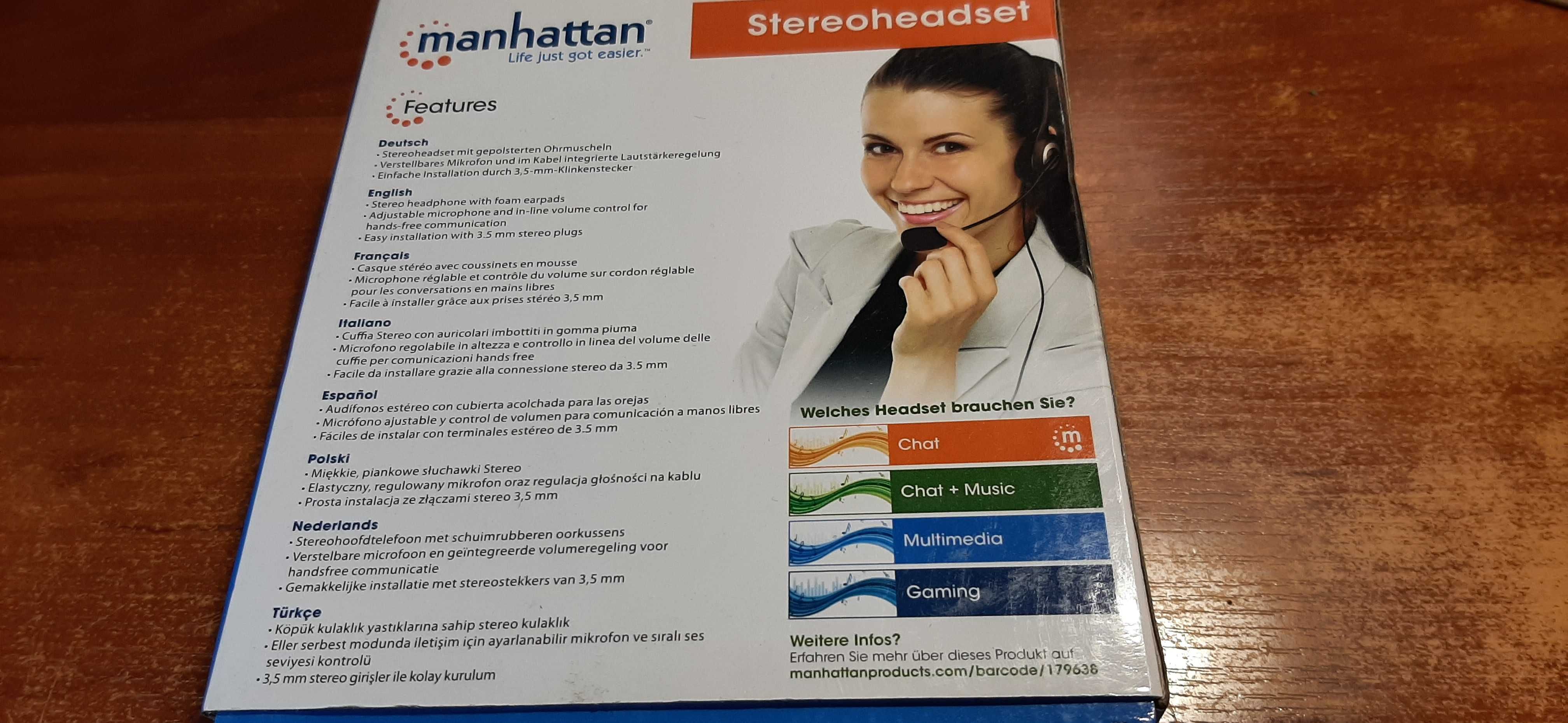 Навушники Manhattan Stereoheadset новые