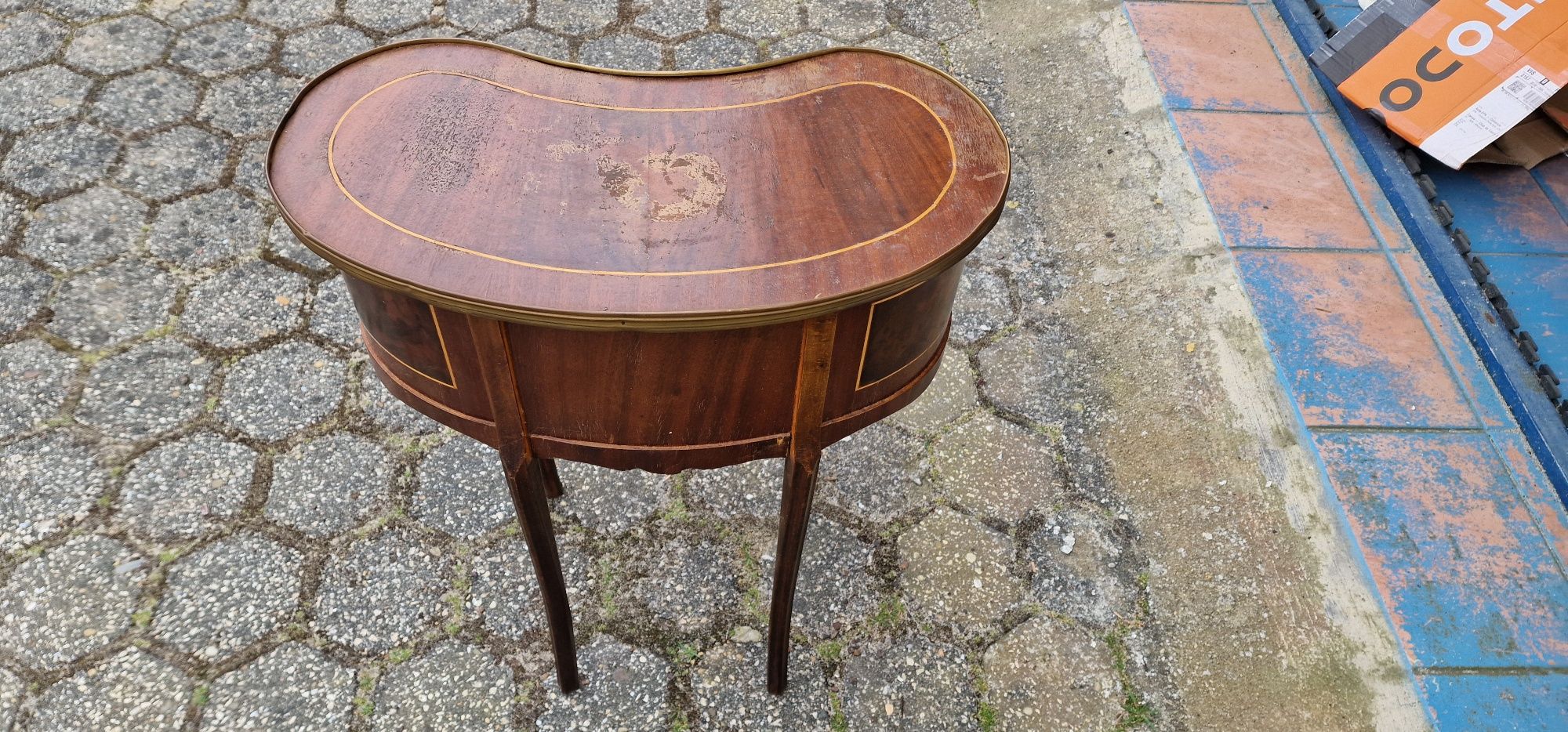 Vintage French Kidney Shaped Bedside Cabinet Louis XVI Style