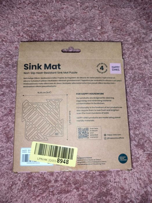 Zestaw silikonowych mat do zlewu 4szt 16.25×16.25  cm