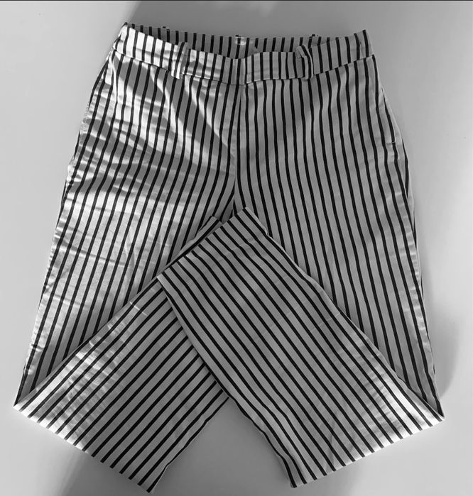 H&M spodnie materiałowe czarno-białe w paski 36 eleganckie