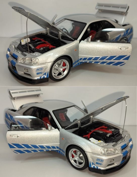 Nissan Skyline GT-R R34 модель 1:18 Jinlifang Металл звук свет