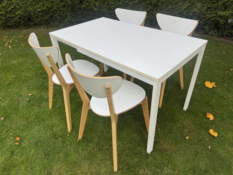 IKEA rozkladany stół VANGSTA i 4 krzesła NORDMYRA w kolorze białym