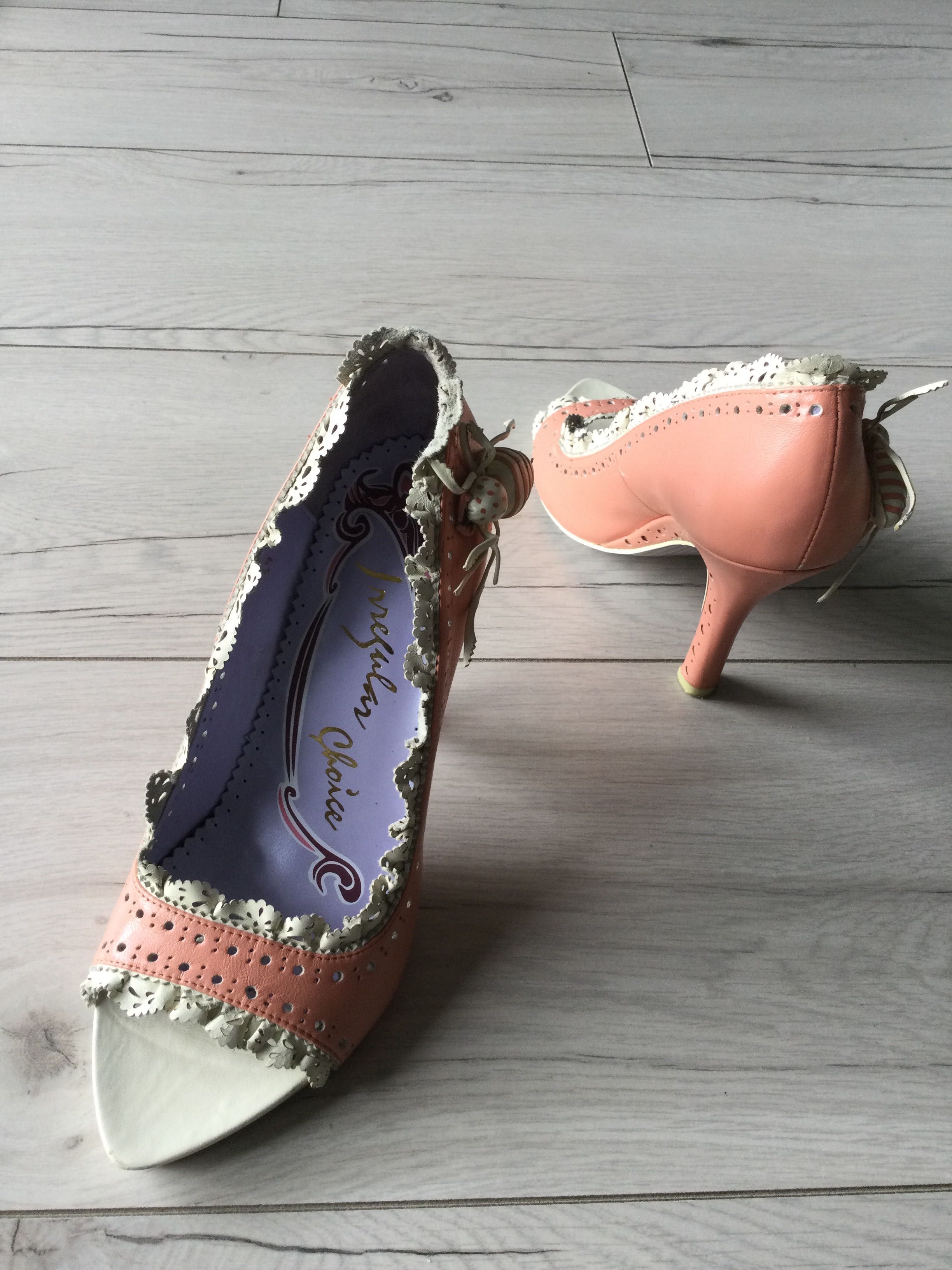 Irregular choice, 39, morelowe szpilki peep toe, czółenka