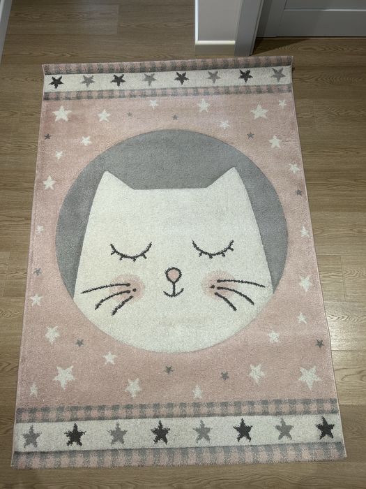 Dywan dla dzieci z kotkiem kot różowy 120x170