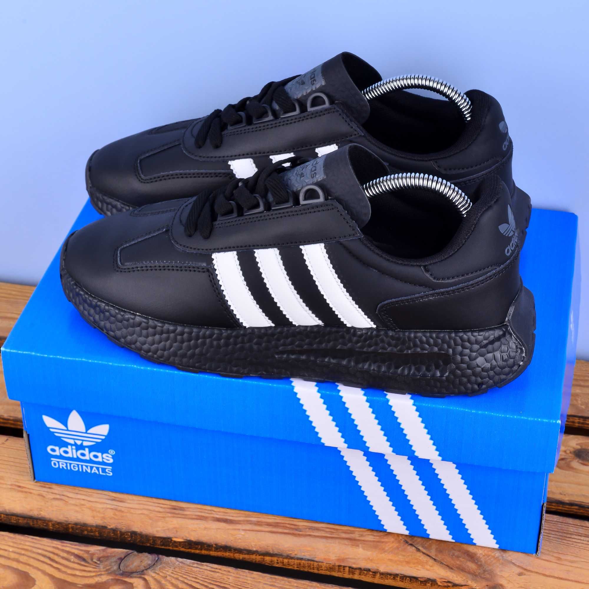 (1958) Чоловічі Кросівки Adidas Retropy чорні шкіряні (41-45) адідас