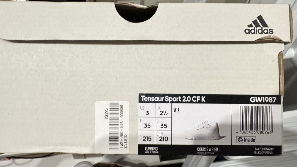 Кеди кросівки дитячі білі Adidas Tensaur Sport 2.0 р. 35 (22 см)