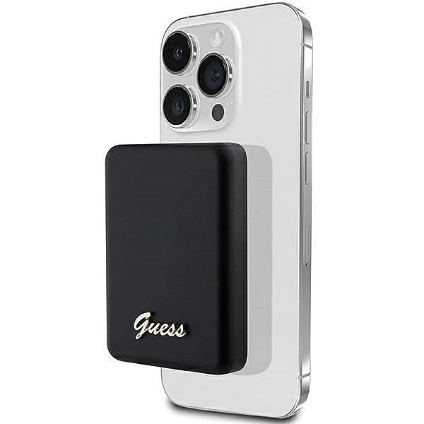 Powerbank indukcyjny Guess MagSafe Metal Script Logo 5W 3000mAh - czar