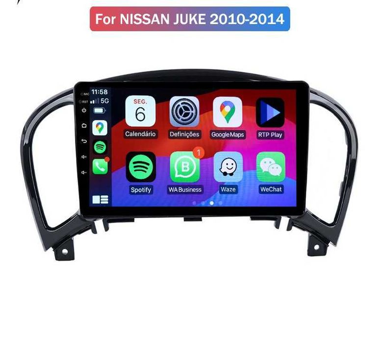 AutoRadio P/ Nissan Juke Android 13 GPS Carplay Android Auto /Montagem