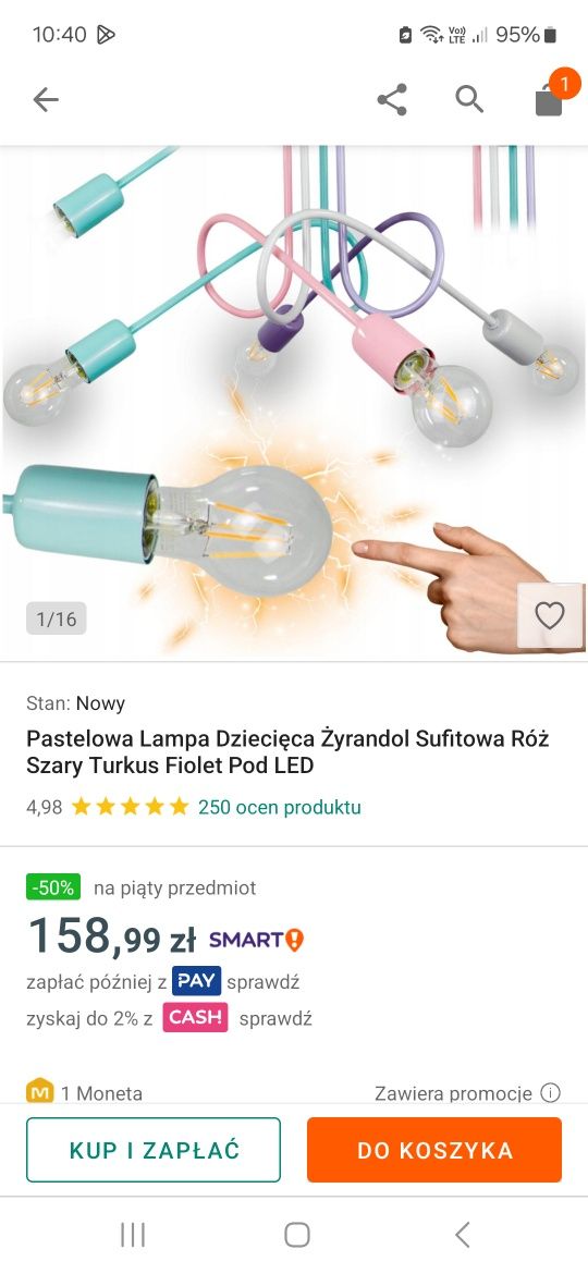 Lampa dziecięca pastelowa Żyrandol dla dziecka