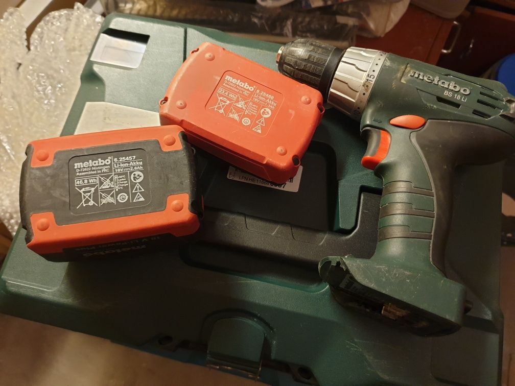 Wkrętarka zakrętarka metabo BS18Li +2 akumulatory 18V 1,3 i 2,6 +waliz