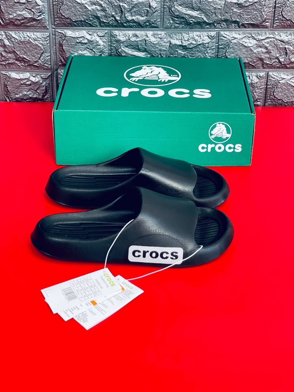 Мужские шлепанцы crocs чёрные тапочки крокс