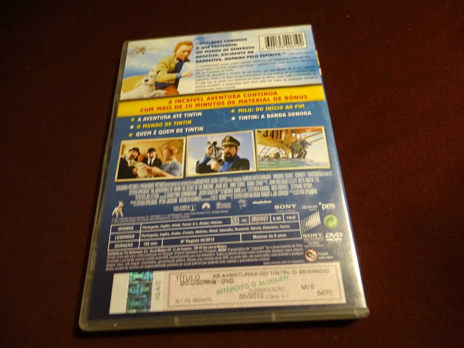 DVD-As aventuras de TINTIN-O segredo do Licorne-Steven Spielberg