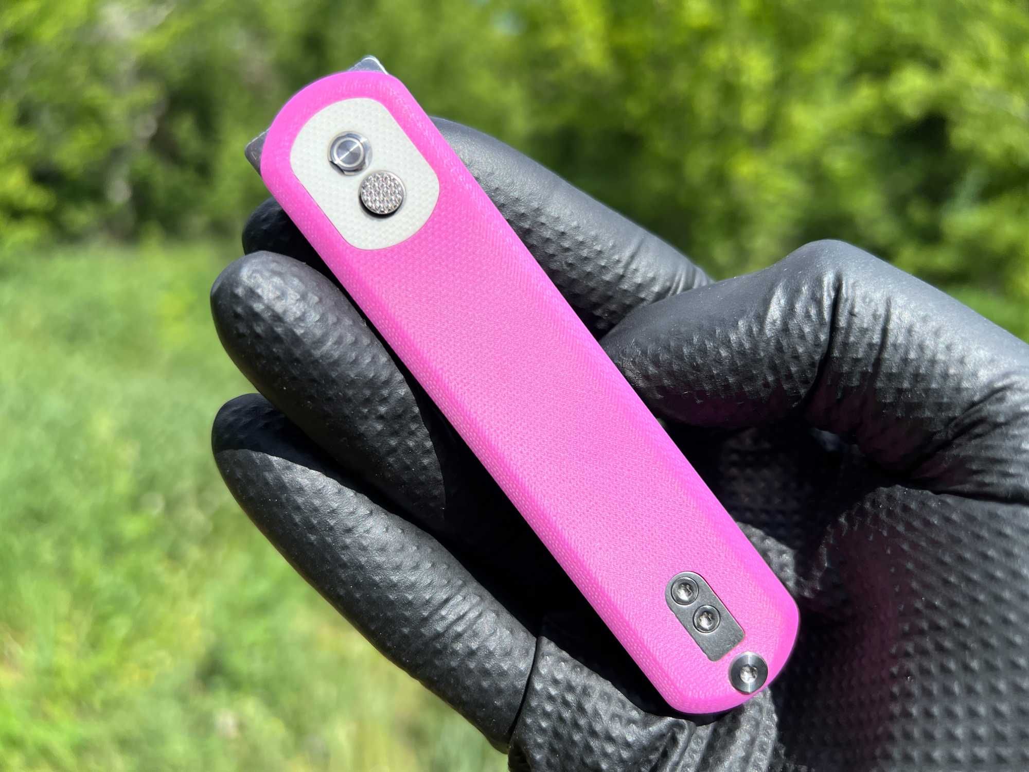 Складний ніж Vosteed Corgi Flipper Button Lock Pink G10