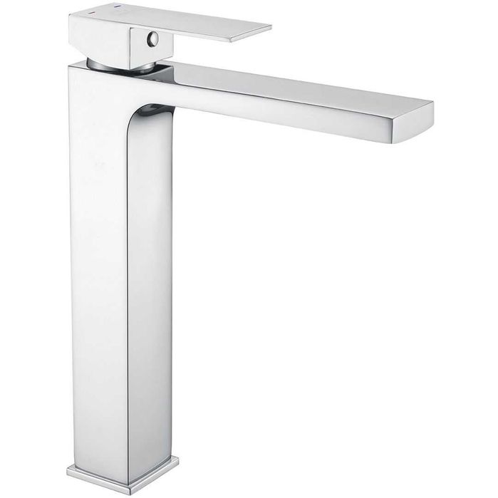 Bateria umywalkowa stojąca nablatowa wysoka kvadratowa chrom