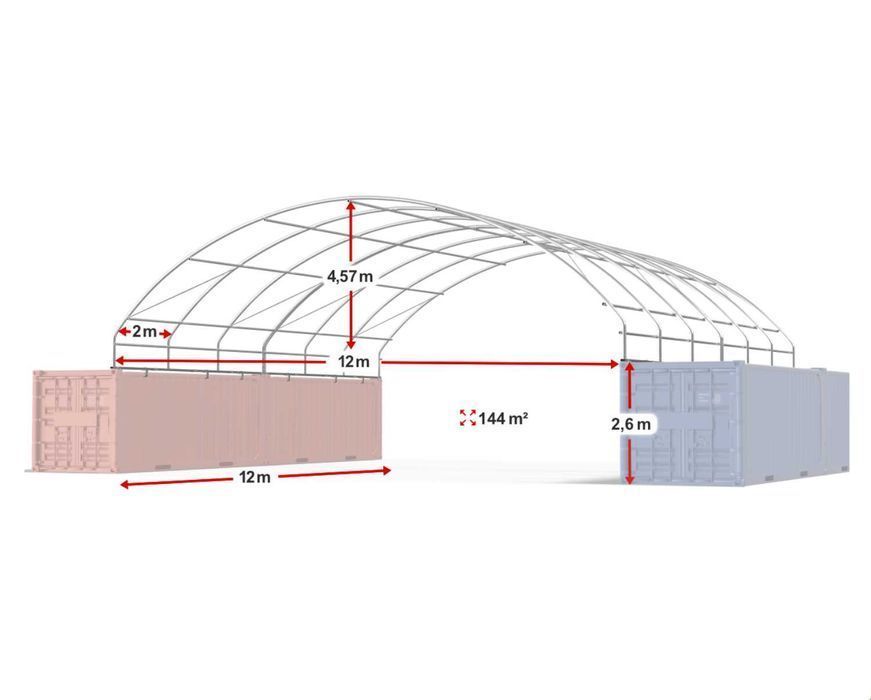 12x18m  Namiot ZADASZENIE do kontenerów WEJŚCIE+WJAZD