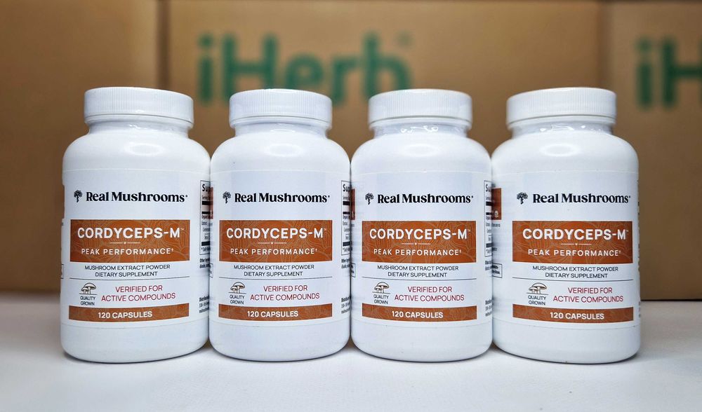 Кордицепс Real Mushrooms Cordyceps, гриб адаптоген для енергії, 120шт