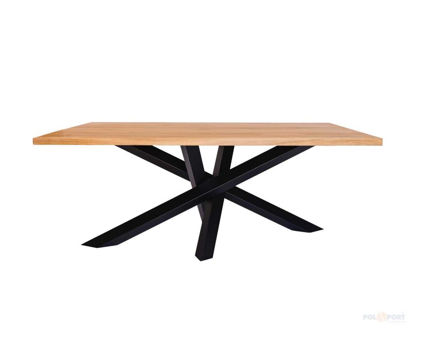 Stół dębowy 180x100 nogi pająk rustykalny lite drewno do salonu