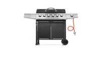 Grill gazowy ogrodowy żeliwny Lehmann Vegas ruszt 6+1 srebrny, czarny