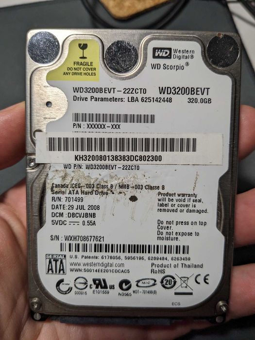HDD 3.5'' 2.5'' SATA жесткий диск WD 320Gb 2.5