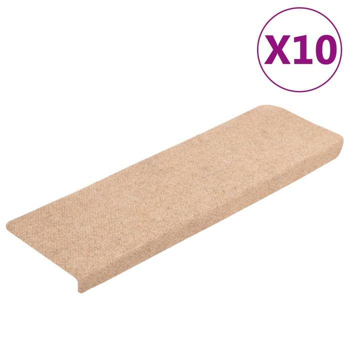 vidaXL Nakładki na schody, 10 szt., kremowe , 65x21x4 cm