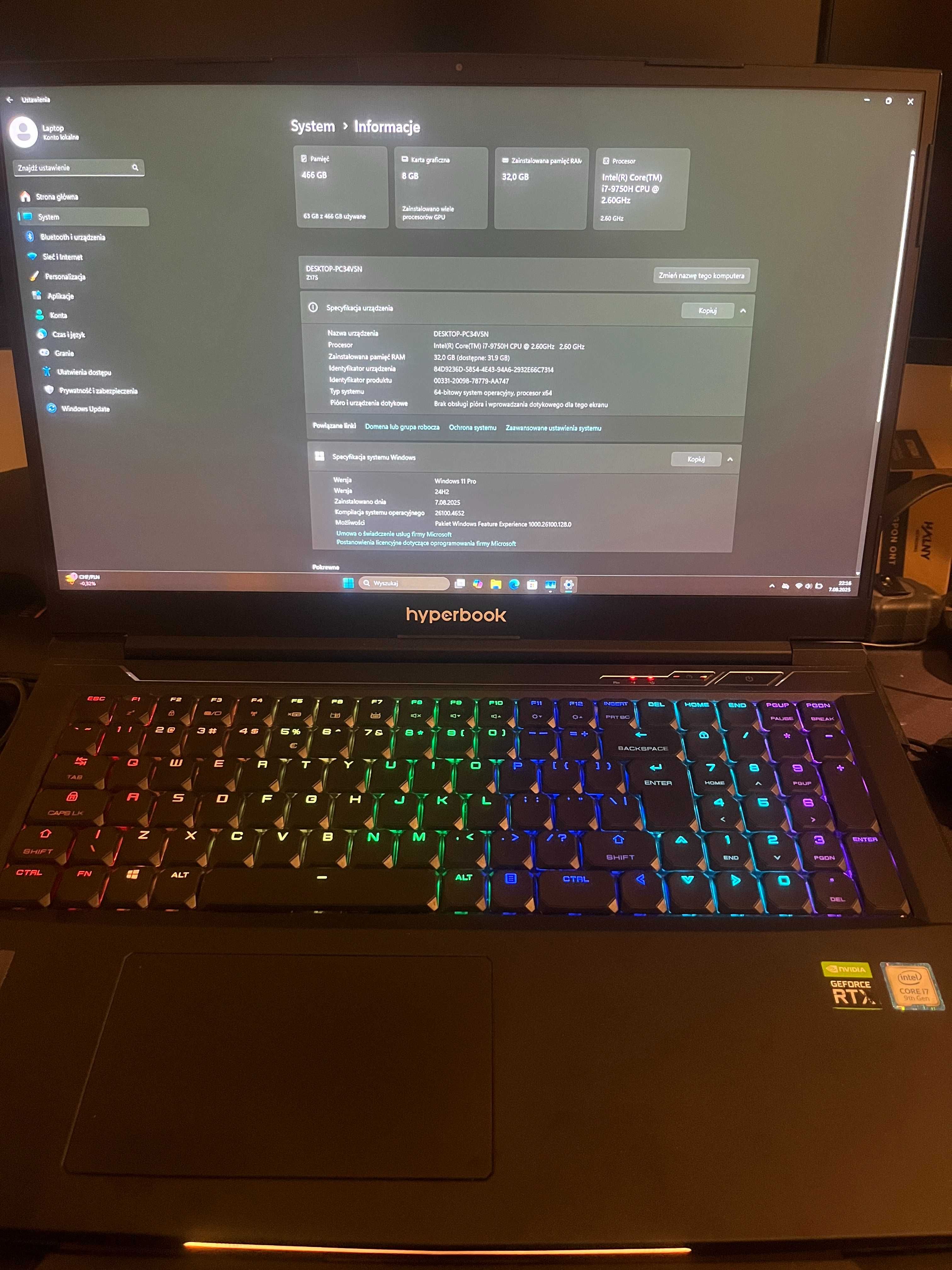 Hyperbook pulsar z17s i7-9750h RTX2070