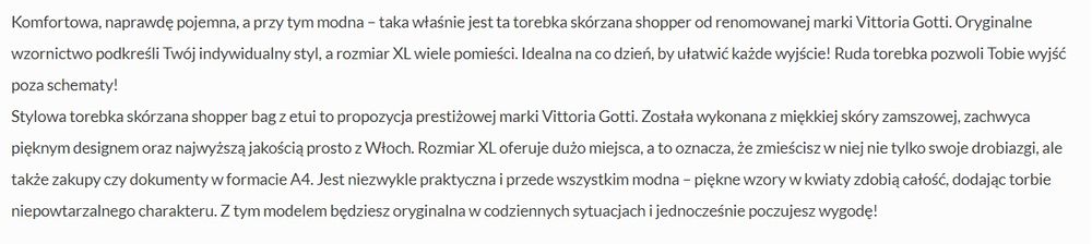Torebka skórzana Vittoria Gotti ruda z motywem kwiatów i etui