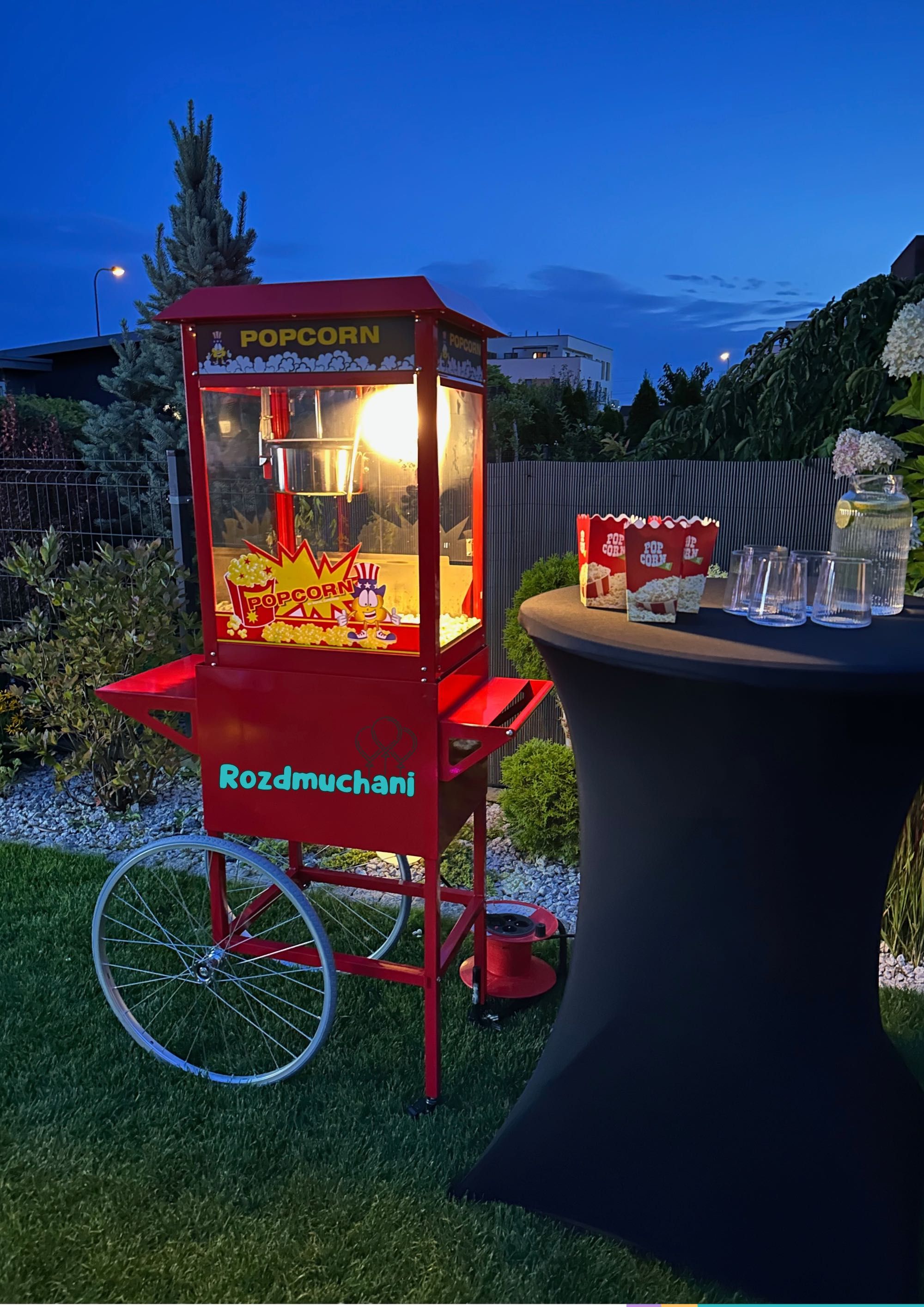 Wynajem MASZYNY DO POPCORNU na imprezę, event. Wózek w zestawie