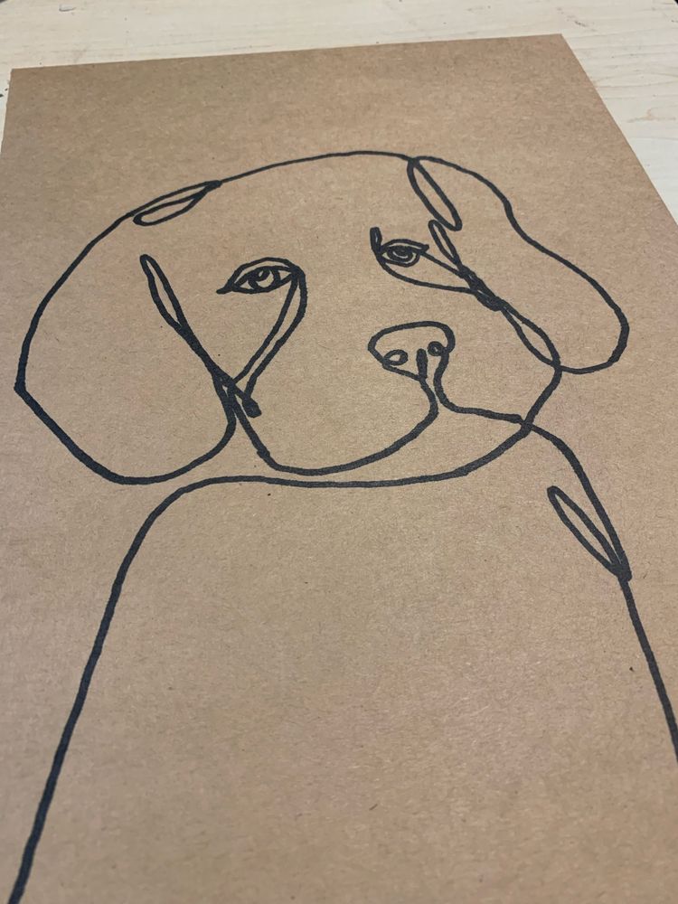 Obraz rysunek grafika pies piesek good boi beagle bigiel line art deco