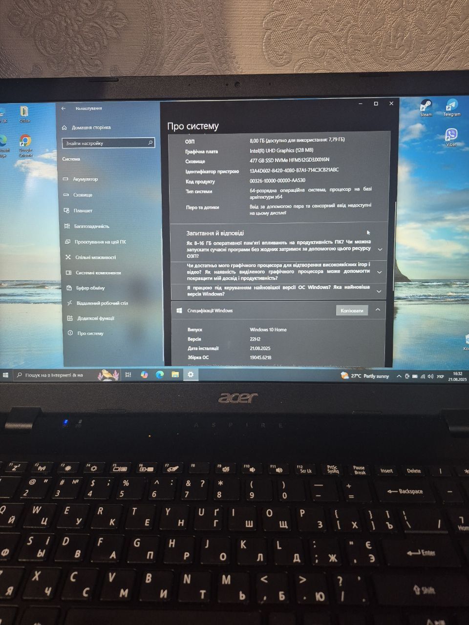 Acer Aspire 3 A315-56-32XT
