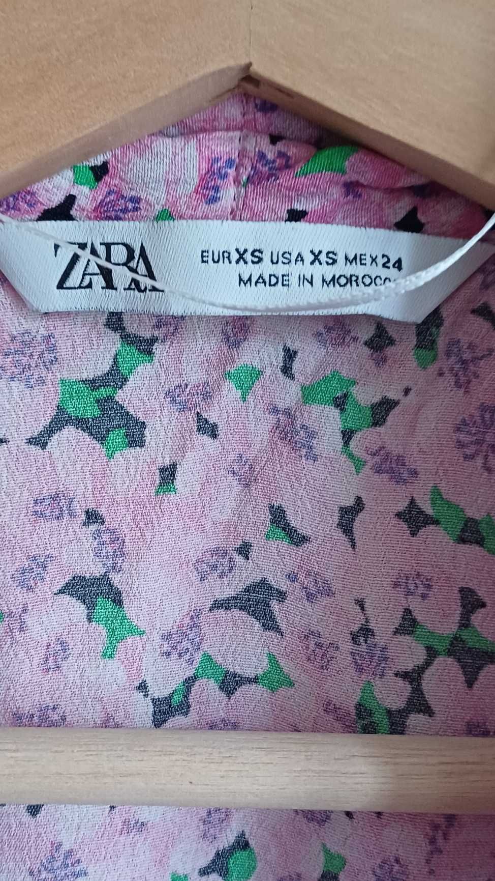 zara printed blouse with gathered detail