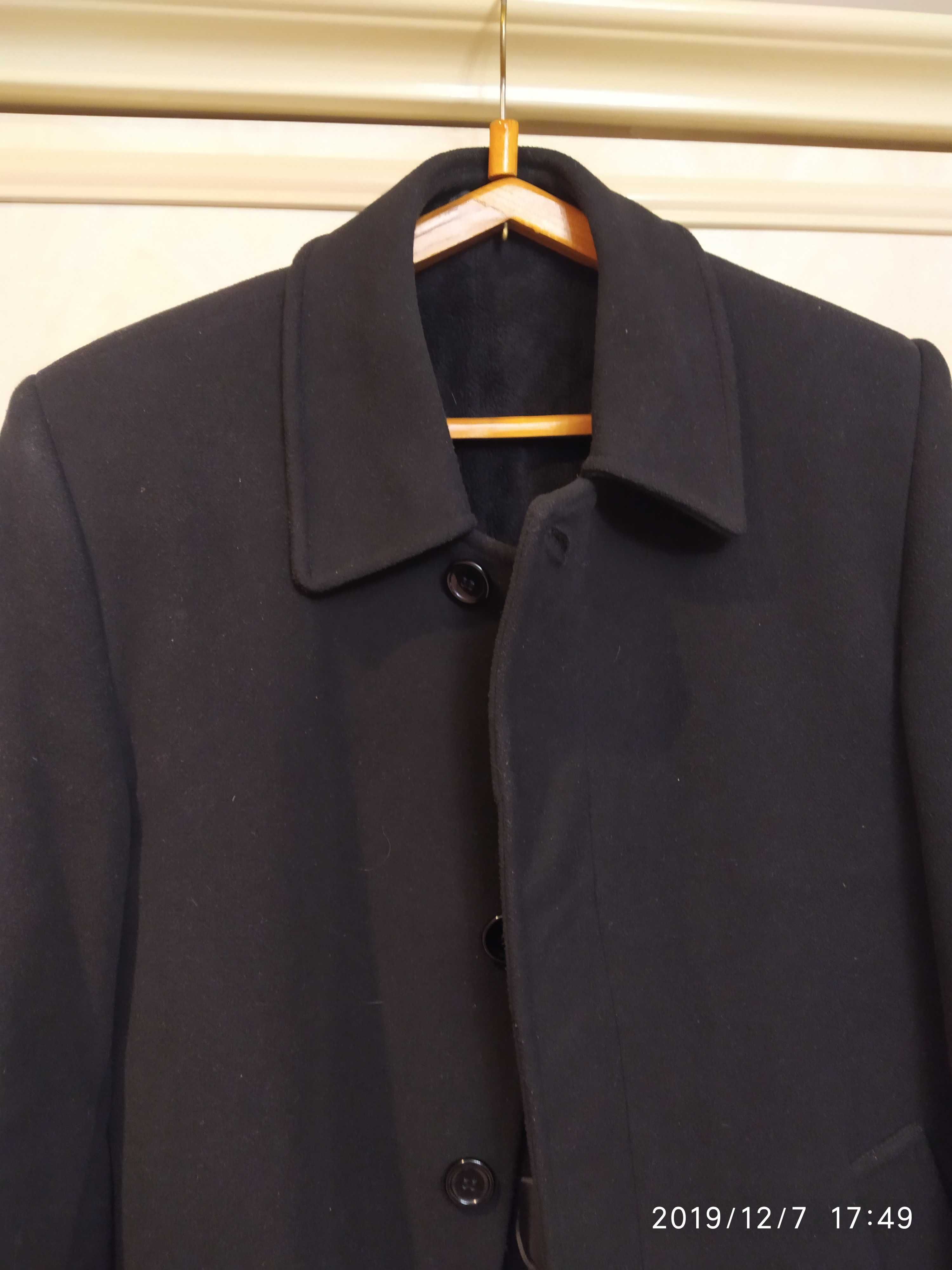 Черное зимнее кашемировое пальто Palmiro Rosi 170-175 рост S