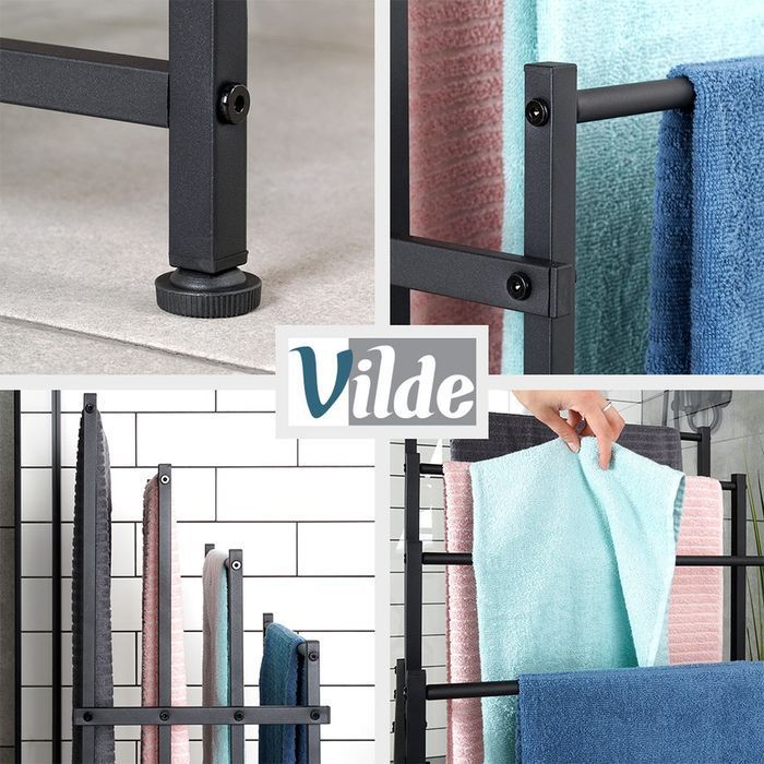 Wieszak na ręczniki stojący metalowy czarny