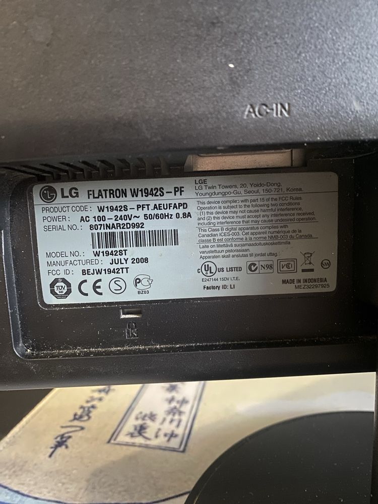 Monitor lg Flatron W1942S