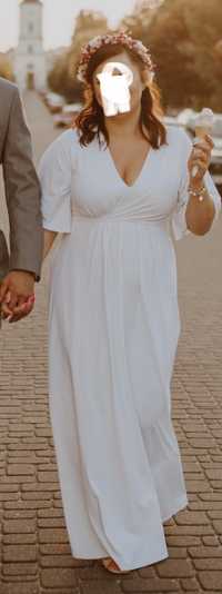 Suknia ślubna: rustykalna, boho, kobieta w ciąży, rozmiar 42, 44