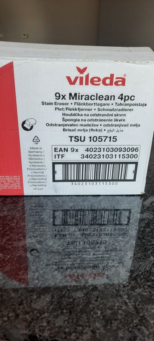Vileda miraclear magiczna gąbka 9 opakowań po 4 sztuki