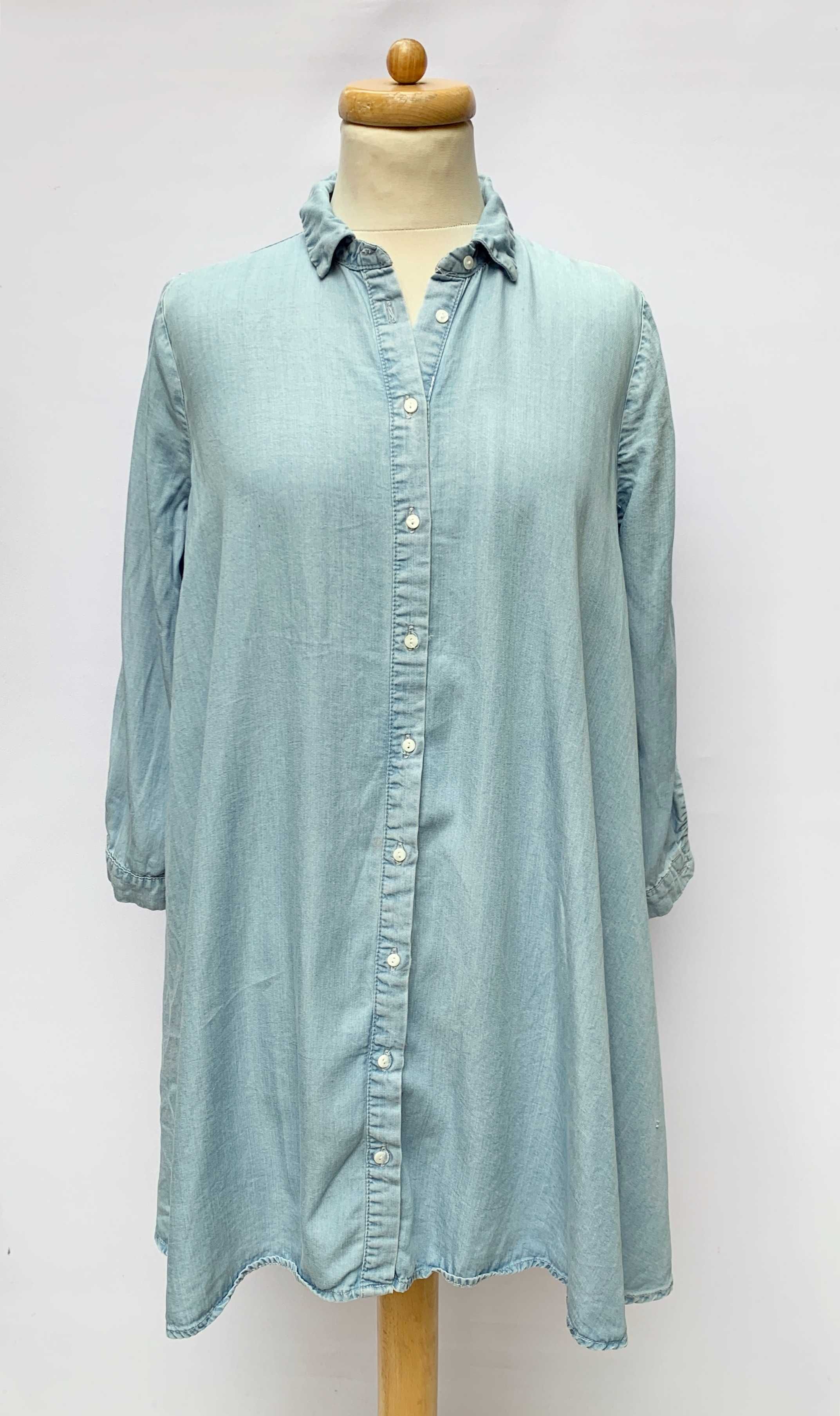 Koszula Dzinsowa Sukienka Zara XS 34 Jeansowa Niebieska